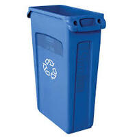 Rubbermaid Blue Slim Jim With Recycling Logo 87Ltr