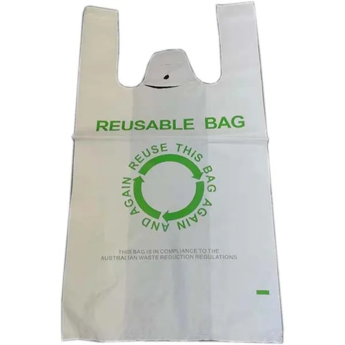 Large Reusable Plastic Carry Bag 37UM - White 100pk