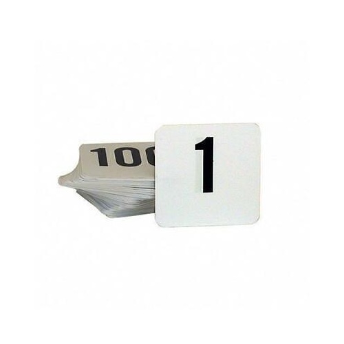 Small Table Numbers 1-100 Black On White (50x50mm)